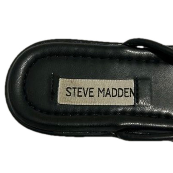 Steve Madden Black Strappy Flat Sandals - Picture 5 of 6
